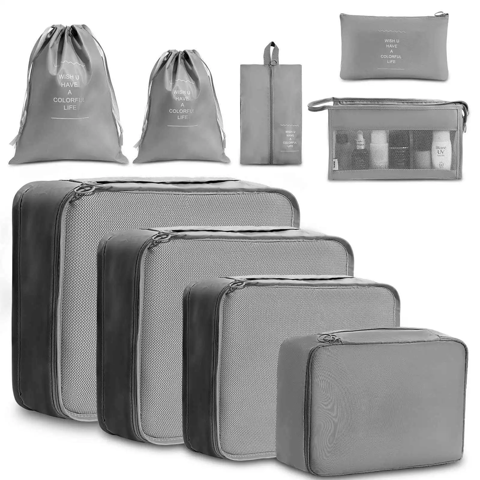 Фирменная индивидуальная упаковка для багажа, Набор органайзеров, легкий чемодан из полиэстера, водонепроницаемый, 8 шт., упаковочные кубики для путешествий
