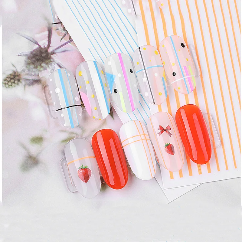
3D Nail Sticker 5 Colors Fluorescent lines Nails Stickers Adhesive Striping Tape Nail Art Stickers Decals New 
