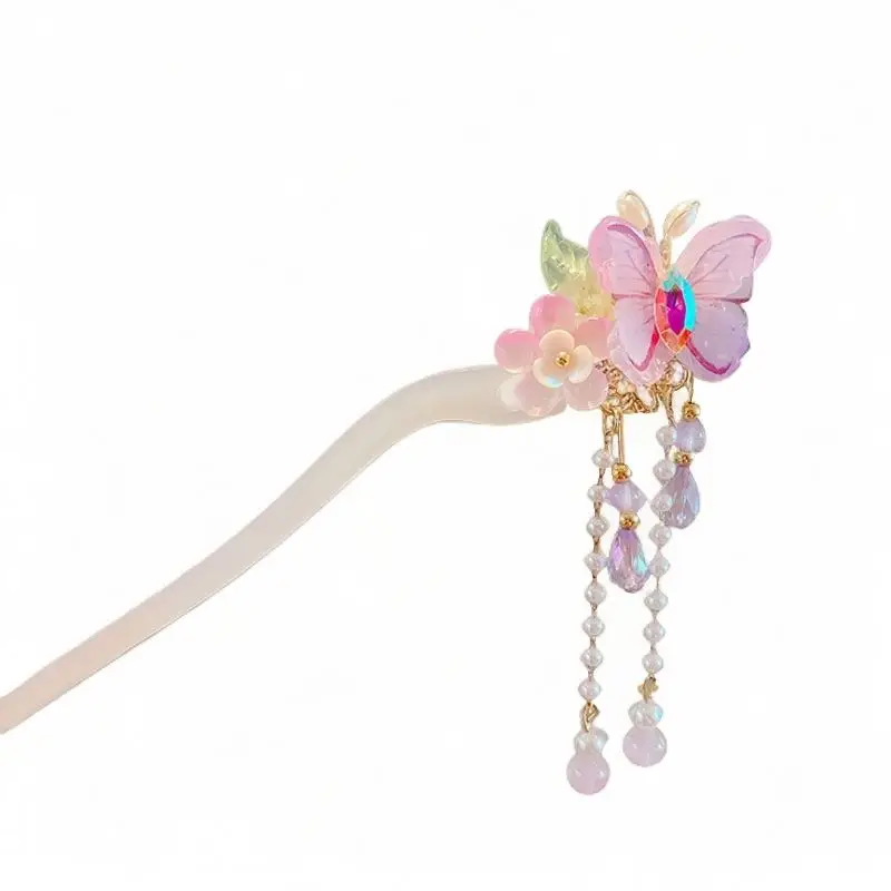 Wholesale Cheap Acrylic Chinese Style Sweet Kids Bun Hair Pins Jade Acetate Girls Hairpins