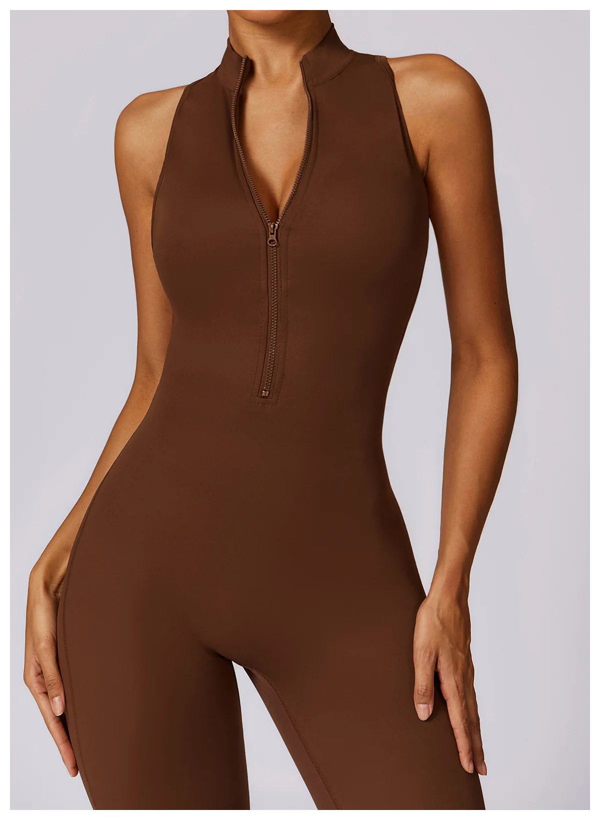 OEM ODM Women Running Sports Suits Bodysuit With Zipper Yoga Sleeveless Gym Fitness Sets One Piece Yogs Romper Jumpsuits Women