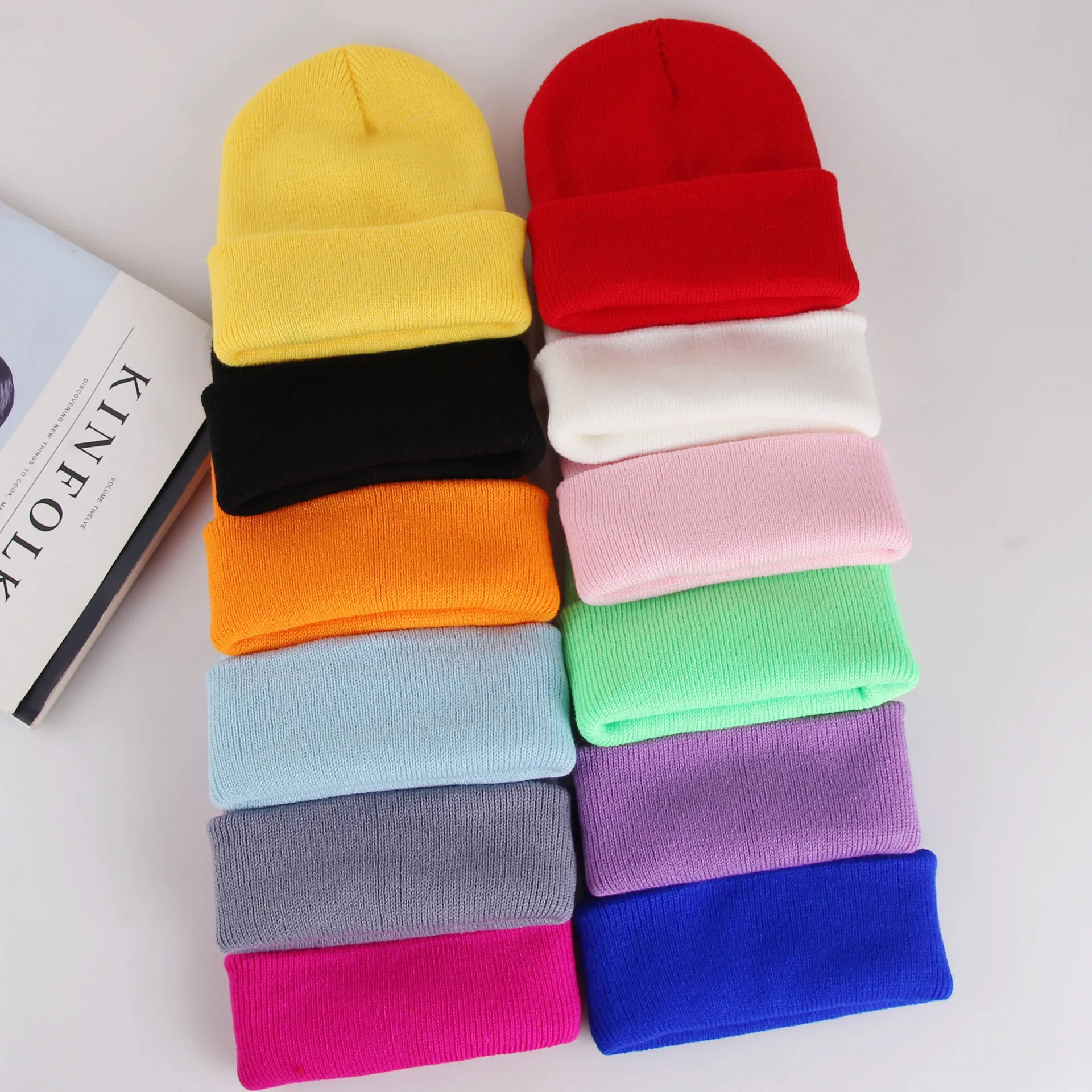 Custom Logo Knitted Printed winter cap printing jacquard knitted hat printed children baby winter hats for kids beanie hat