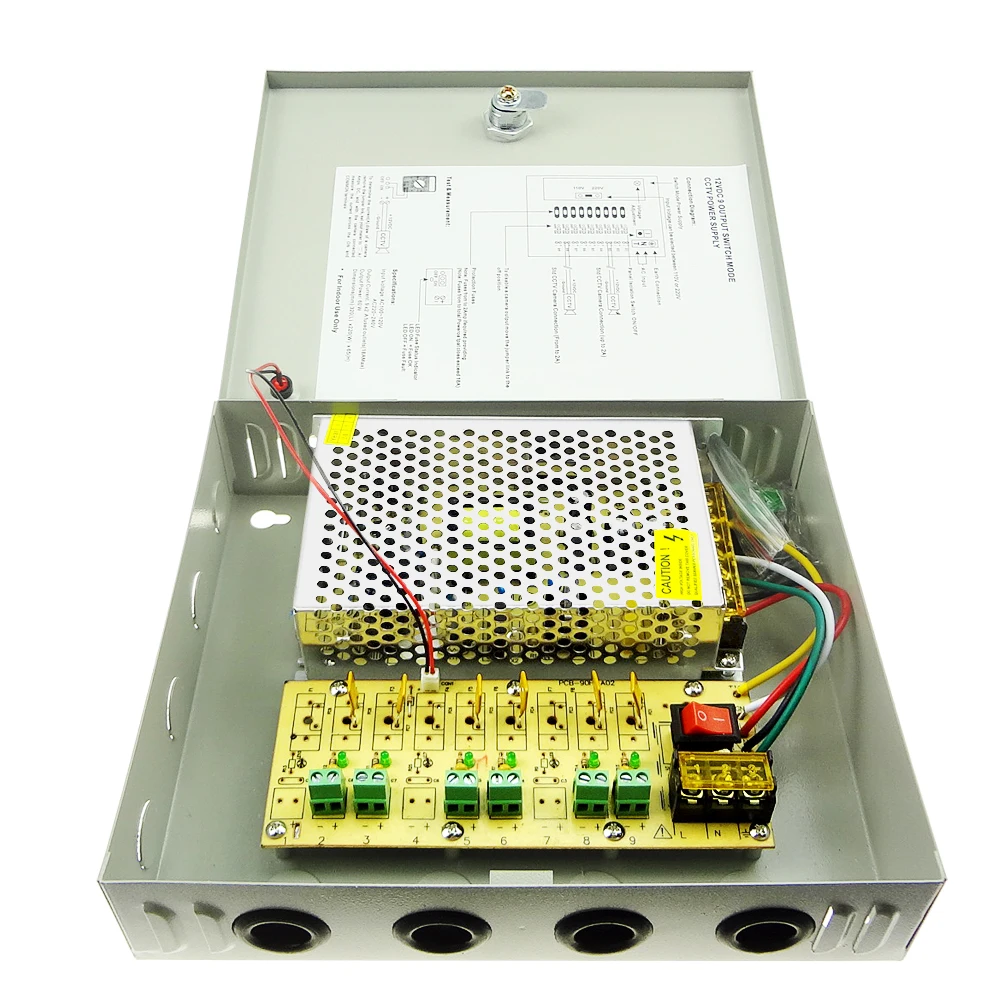 Блок питания для камеры видеонаблюдения, 60 Вт, 12 В постоянного тока, 5 А, 6 каналов