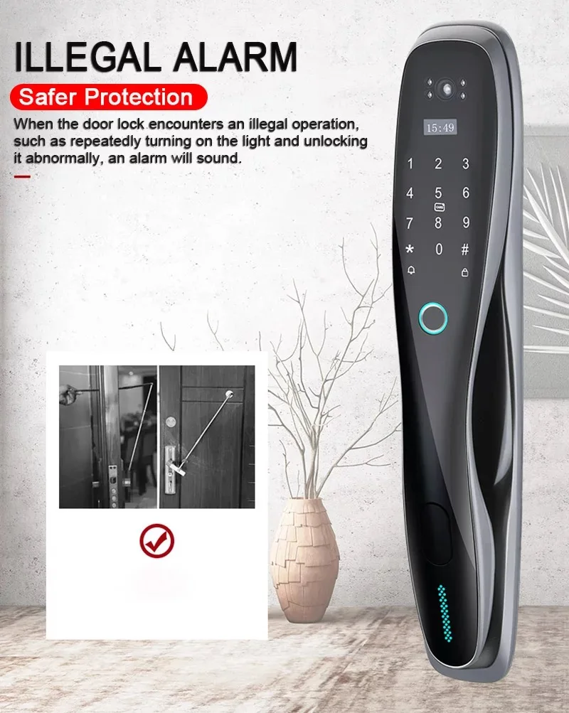 Fully Automatic Door Lock Smart Home USmart Go Wifi Lock Password Card Fingerprint Smart Door Locks with Peephole Cat Eye Camera