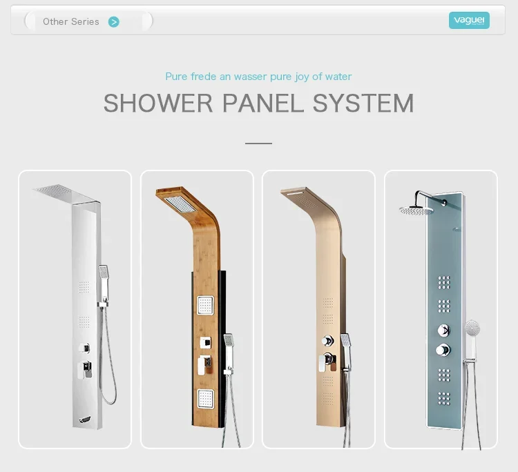 Wholesale Square Mixer Shower Head Tower Wall Panels Storage Shelf Brushed Surface Shower System Panel