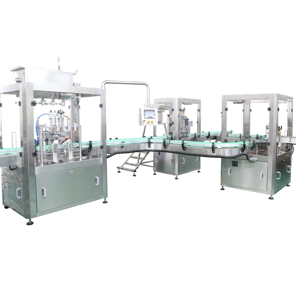Full Automatic Whiskey Wine Tequila Alcohol Bottle Filling Capping Labeling Machine Production Line