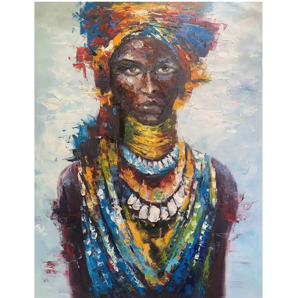 African Art Black and Gold Woman Oil Painting on Canvas Posters  Wall Art Picture for Living Room