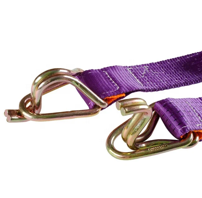 New Purple 50mm Ratchet Tie Down Strap With Double J & Ring Hooks And Flat Webbing Sling Cargo Ratchet Tie Downs