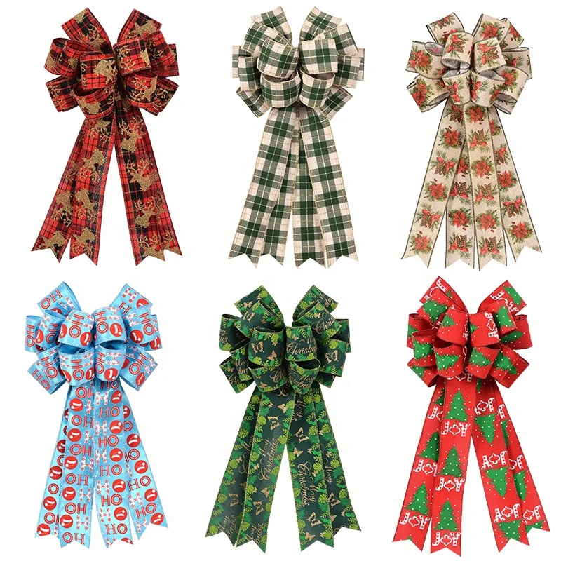 Yama 63MM Width Custom Wholesale Christmas Wired Edge Ribbon Bows for Wreaths
