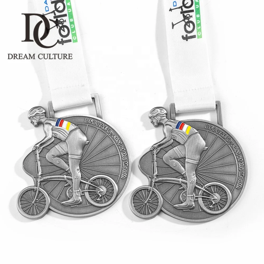 Custom Bike Race Challenge Medals Zinc Alloy Bike Racing Medal with Ribbon