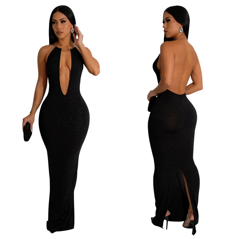 2024 chic red women stretch sexy party prom steel rolls halter neck floor length evening gown dress elegant plus size ball gown