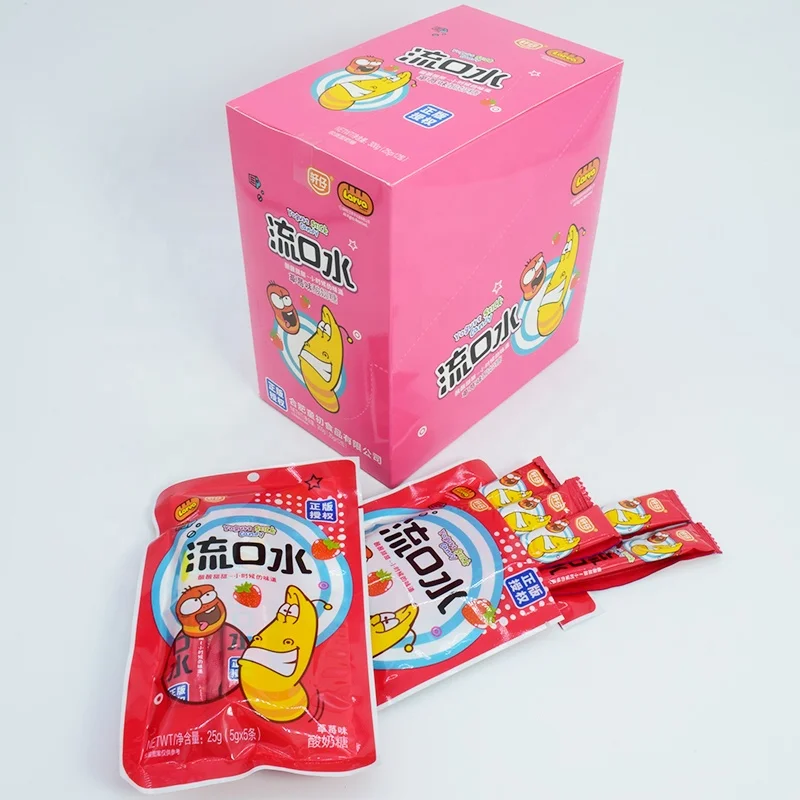 Kids Sour Toffee Bulk Chinese Manufacturer Peach Flavour Yogurt Stick Candy OEM Custom Sweet Delicious Fruity Sour Toffee Candy