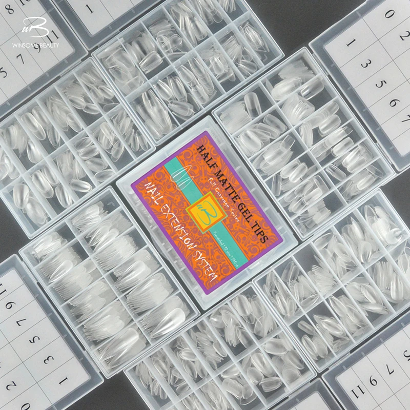 Customized Half Matte XXS XXL Sculpted Artificial Nail Tips Soft Gel X nail tips