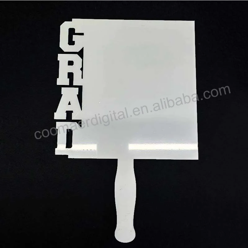 Custom Shape Grad Paddle 2023 Sublimation Blank MDF Photo Memorial Wedding Graduation Hand Fans With Handle Full Size