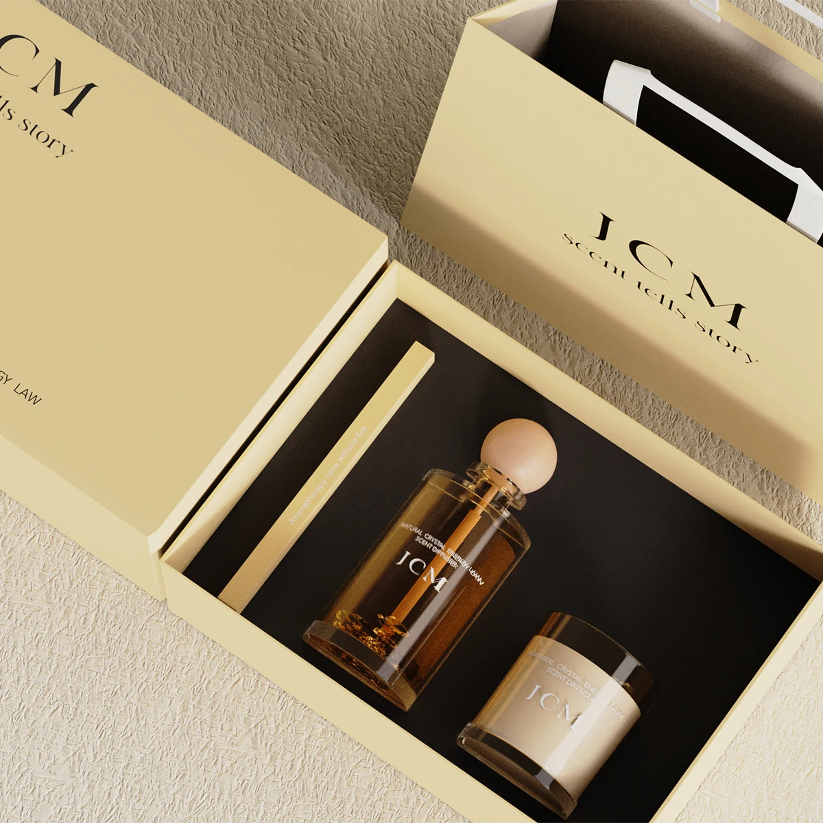 Поставщик ароматизатор бездымный соевый воск стеклянный контейнер Ароматизированный набор свечей и тростникового диффузора с подарочной упаковочной коробкой