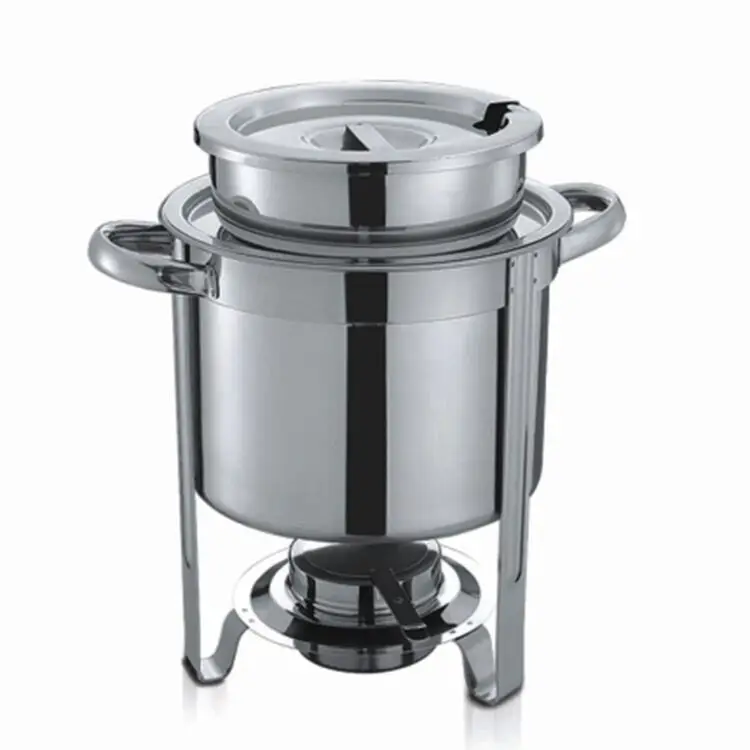 Hot Sale Stainless Steel 7L Round Double Soup Station 7 Liter Soup Chafer Barrel Buffet Soup Holder