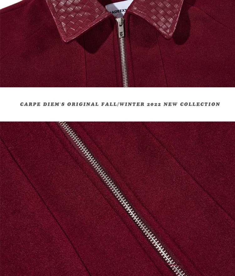 Fashion design cleanfit diamond lapel winter coat  vintage suede leather jacket for men