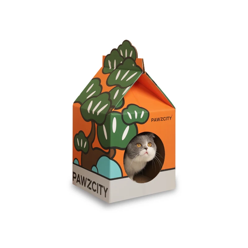 Factory Price Wholesale Cat Scratch Box Toy Cardboard Cat House Potted Series Cat Scratcher