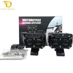 2021 New LED Motorcycle Dual Color Driving Light 40W LED Headlight Driving Moto Spotlight Auxiliary Light
