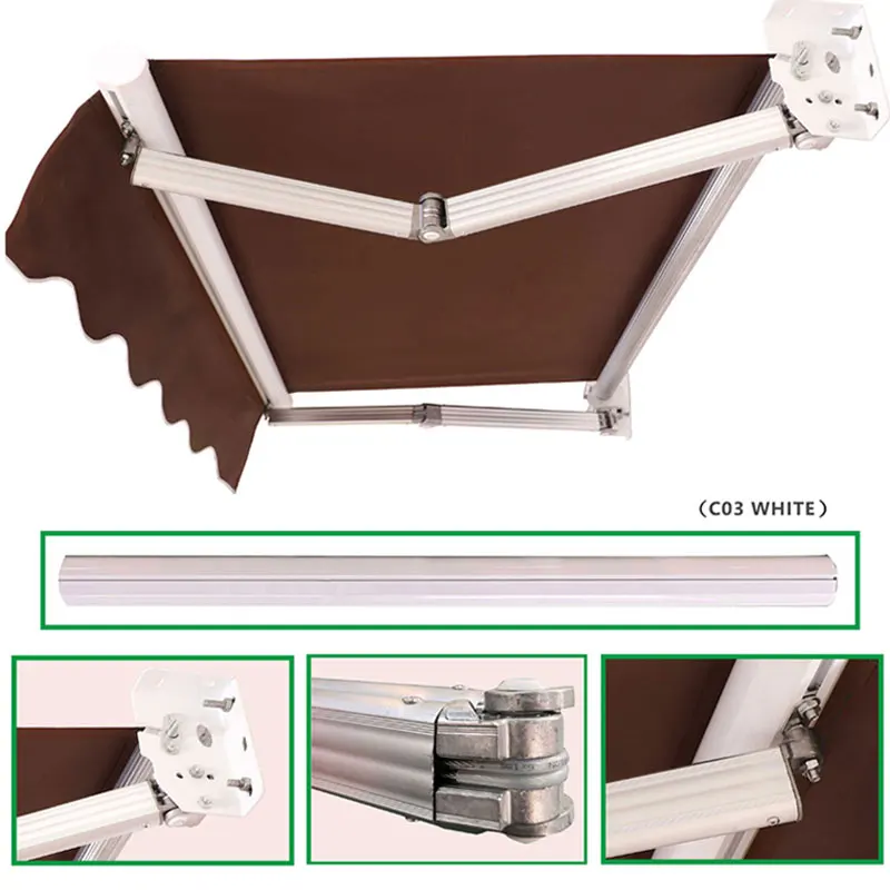 High Strength Retractable Crank Arm Patio Used Awnings Folding Tents For Events Sun Prevention Rainproof Canopy Pergola