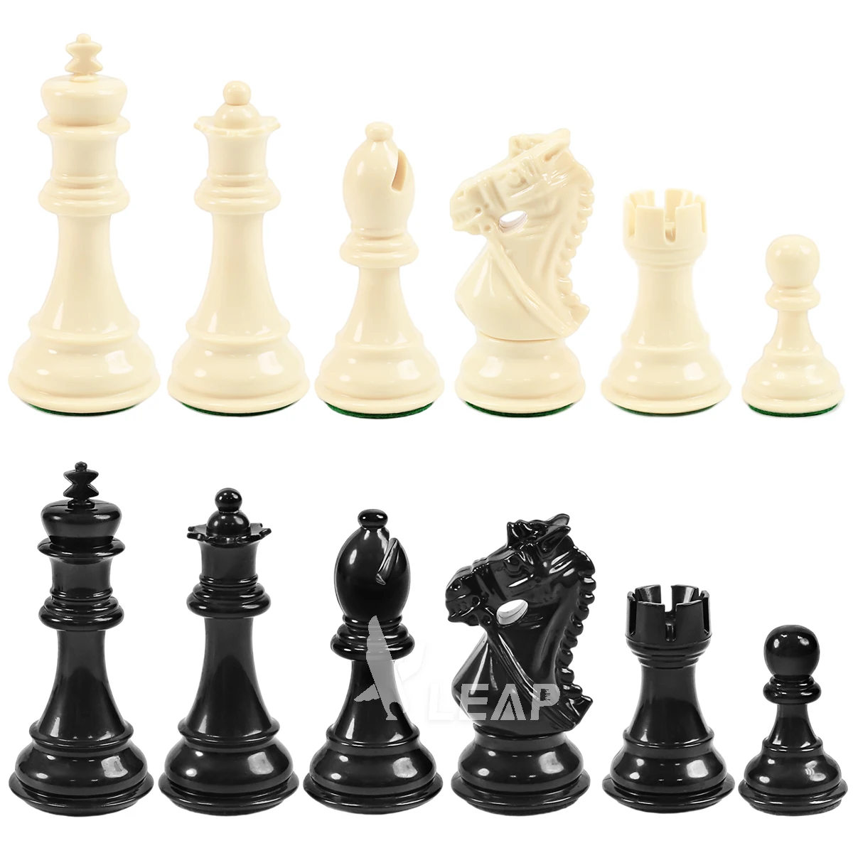 Custom  leap chess pieces Excalibur Weighted heavy ABS plastic King tall 3.75 inch 34 chess pieces set