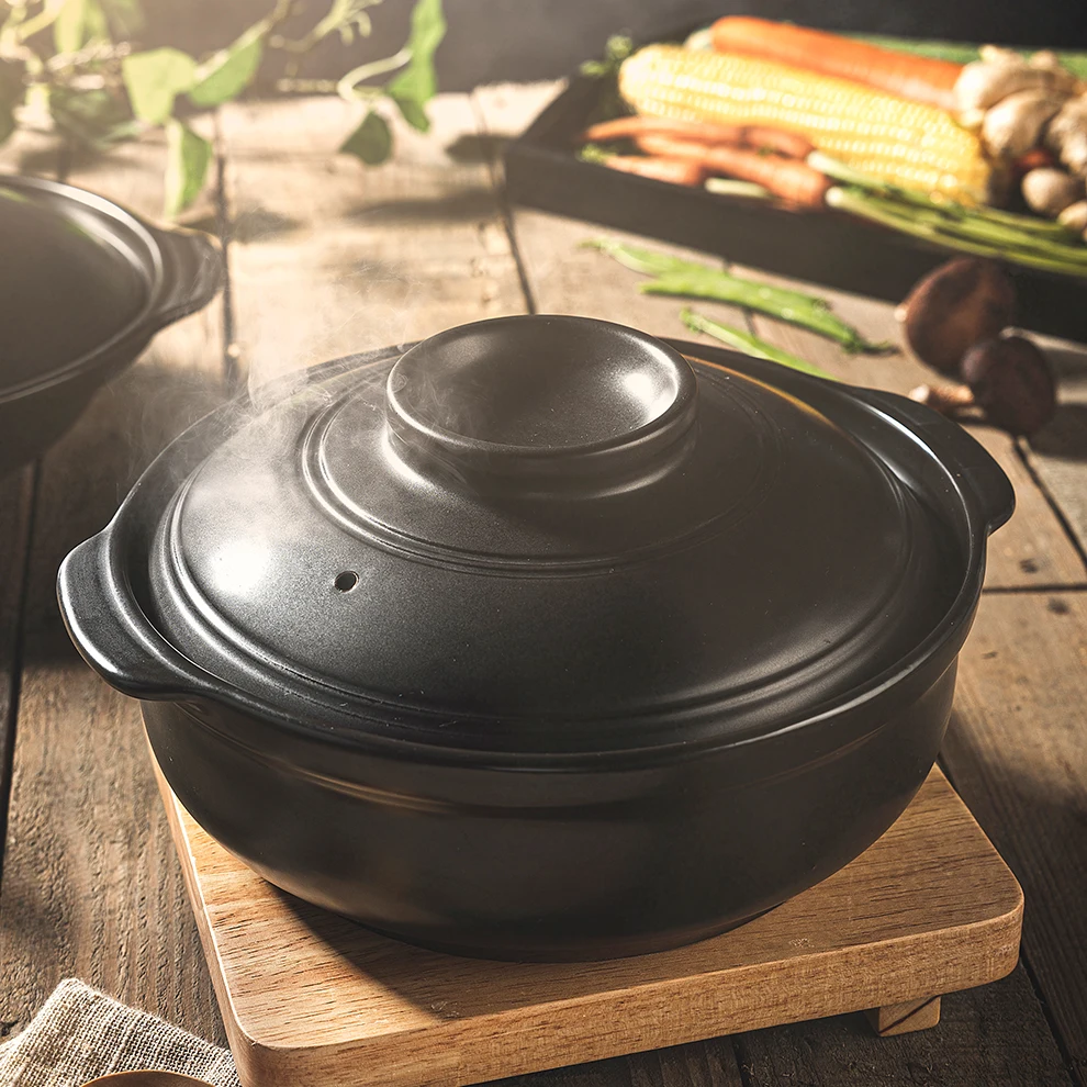 Multi-size black creative ceramic casserole Restaurant Kitchen household open fire soup pot