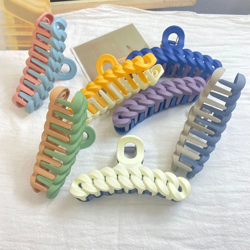 2022 новые модные милые женские Акриловые Матовые двухцветные заколки для волос зажим ванны Аксессуары конского хвоста