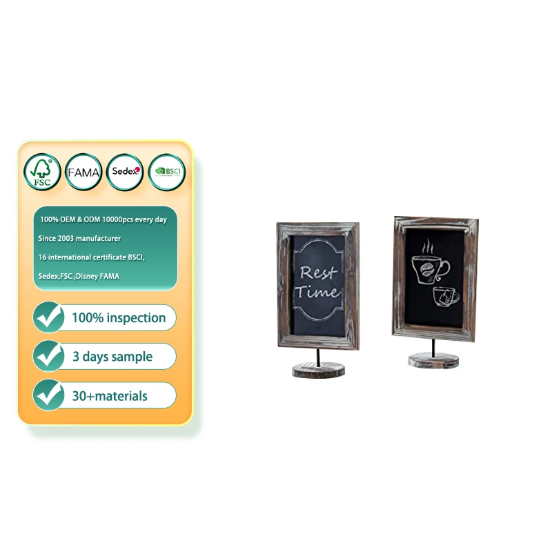 Custom Restaurant Rotatable Tabletop wooden blackboard with Stand Mini wooden chalkboard