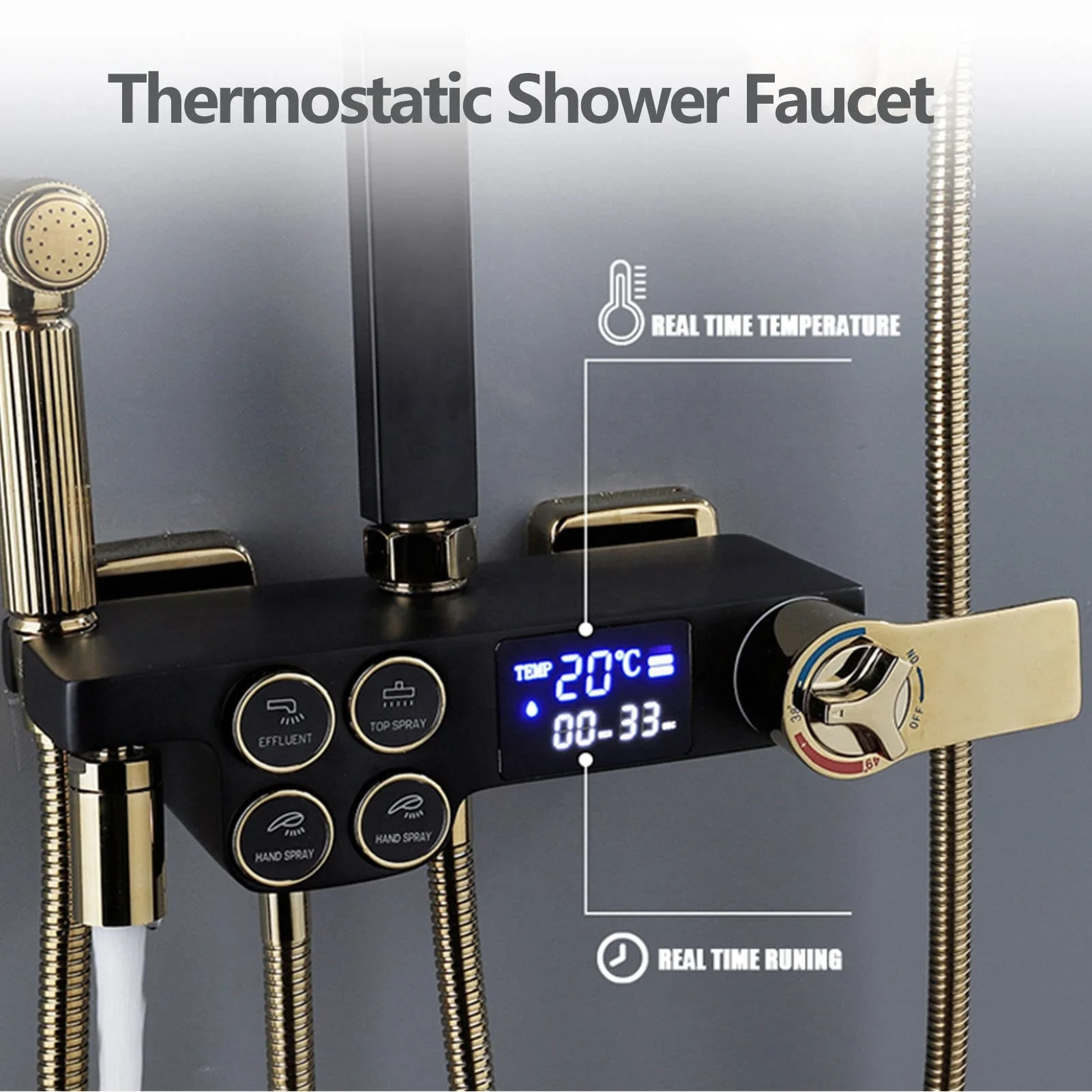Commercial Hotel Intelligent Constant Temperature Shower System Wall Mounted Hot and Cold Bath Faucet square SPA Rain Shower