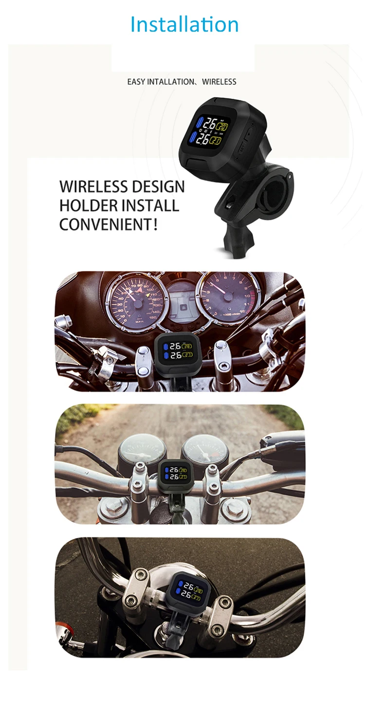 Tpms For Motorcycle With 2 External Sensors Tyre Pressure Monitoring System