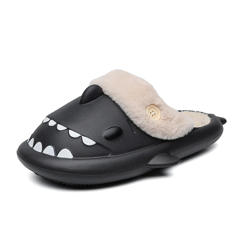 Wholesale Men Winter Slippers Kids Shark Plush Shoes Home Warm Furry Fluffy Fur Slides Sandals for Women