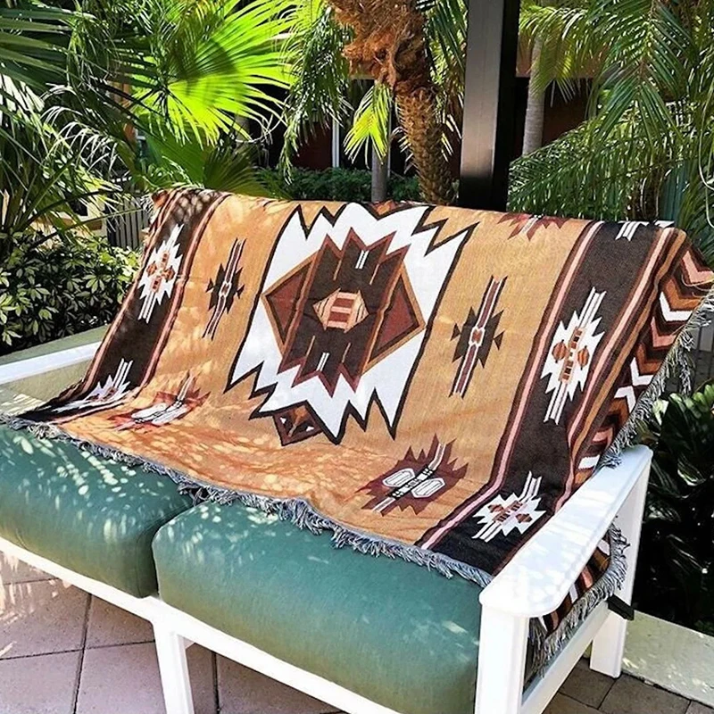 Monad Decor Indian Aztec Camel Boho Ethnic Custom Travel Camping Picknick Throw Blanket For Outside