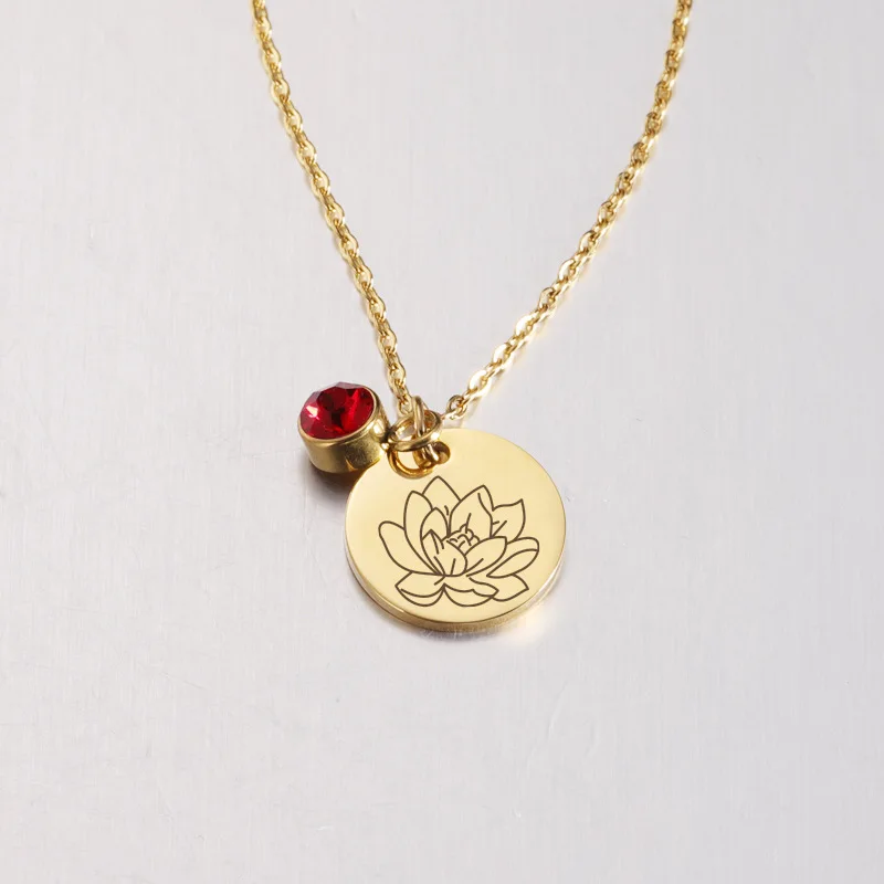 Manufacturer custom none fade necklace Women Birthday twelve Month Flower Choker Necklace 18k Stainless Steel Chain Jewelry
