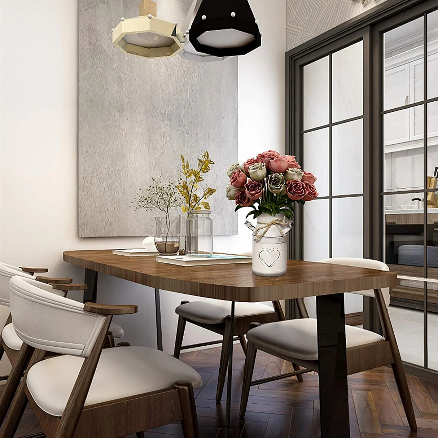 Wholesale Vintage Rustic Galvanized Metal Chic Flower Vase Watering Can Tin Jug French Style Bucket Pot Flower Holder Vase Decor