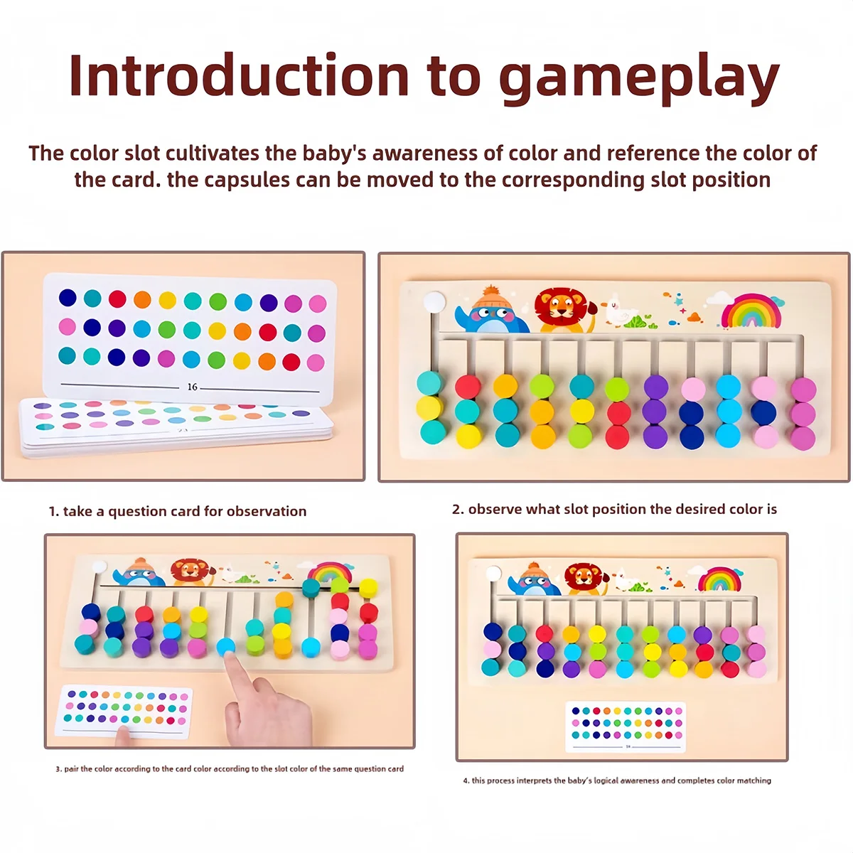 Wooden 12 Colors Logical Thinking Matching Maze Game Early Educational Montessori Focus Training Parent-child Interactive Toys