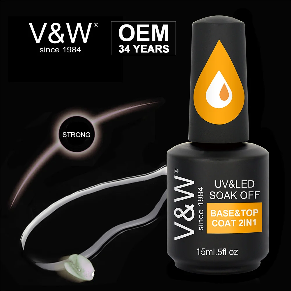 best supplier top and base coat gel nails 2 in 1 nail polish 34 years manufacture OEM/ODM your private label