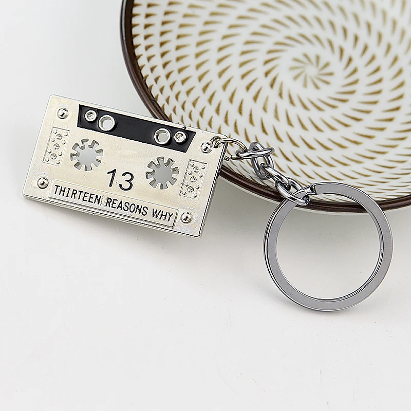 Vintage THIRTEEN REASONS WHY Audio Tape 13 Reasons Why Cassette Tape Silvertone Pendant Metal Keychain