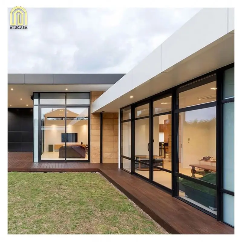 Alucasa Aluminium Balcony System Triple Glass Aluminum Sliding Folding Doors Turkey Style Armored Door