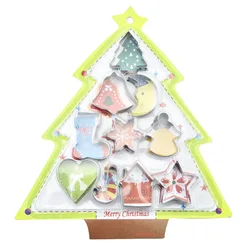 Stainless Steel Cookie Cutters Set Snowflake Bell Christmas Tree Baking Biscuit Mold Cutters For Home Kitchen Baking