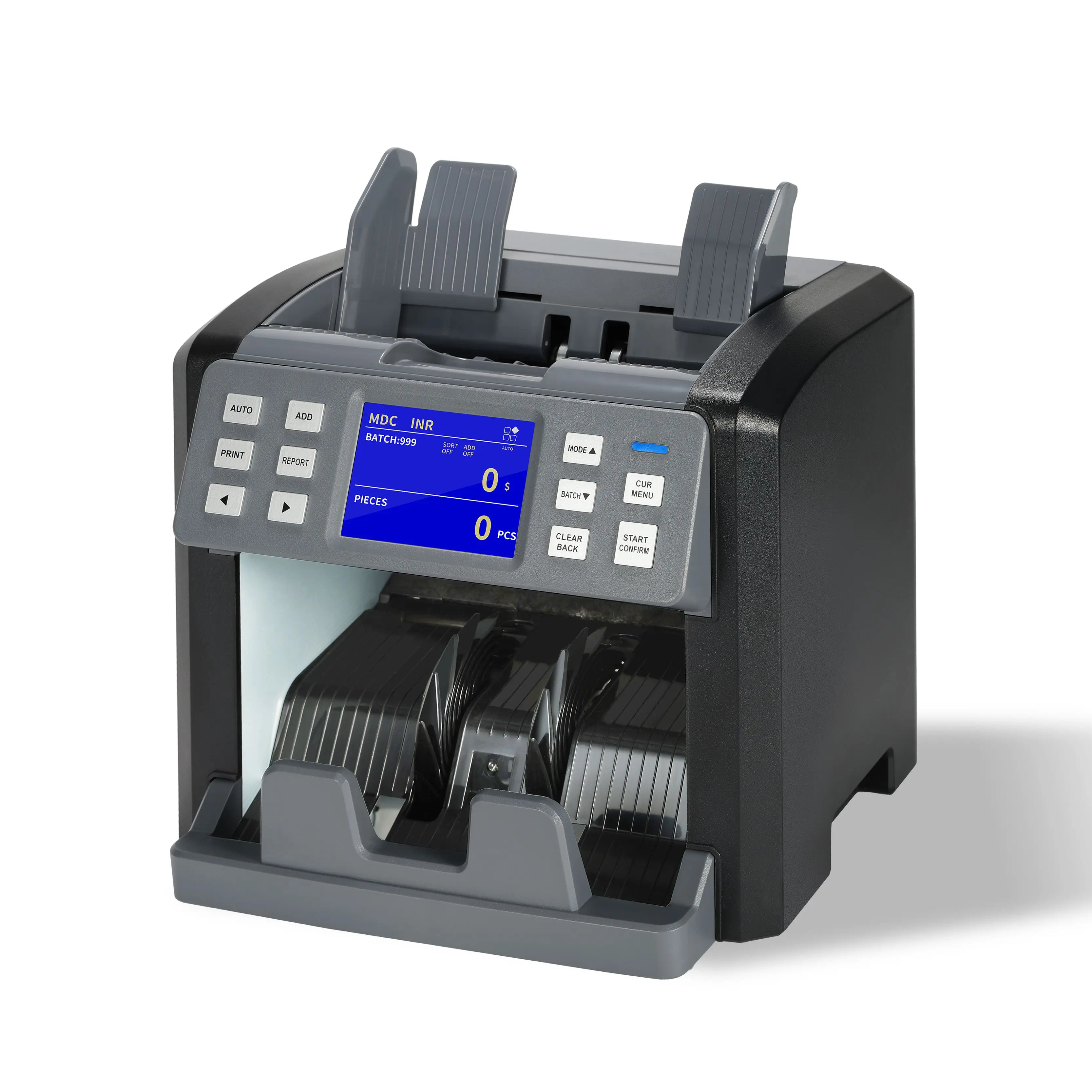 HL-P120 2CIS bill counter that mixed count 15 currencies with 3.5inches touch display SN reading currency counting machine