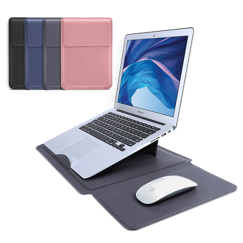 OEM/ODM custom easy carry unisex high end black Smart magnetic business leather laptop bag with stand 13.3 14 15.6 16 inch