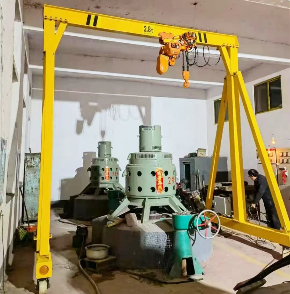 industrial garage 1t 2 ton 3t 4 ton 5 tonne mobile girder rail gantry frame crane chain hoist suppliers