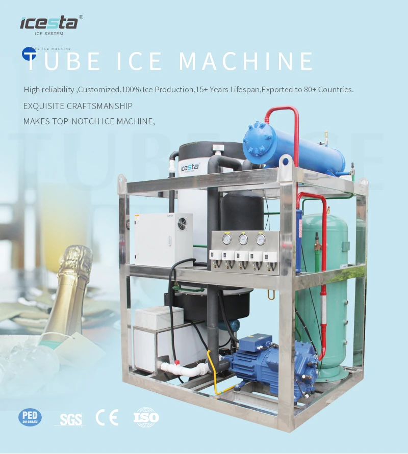 Icesta industrial commercial  tube ice machine 2ton 10 ton price