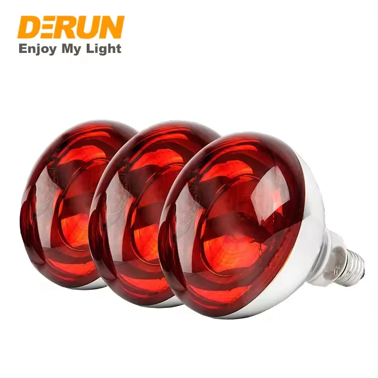 125W 150W 175W 250W E27 Base R125 Half Painted Red Infrared Bulb For Animal House Heating