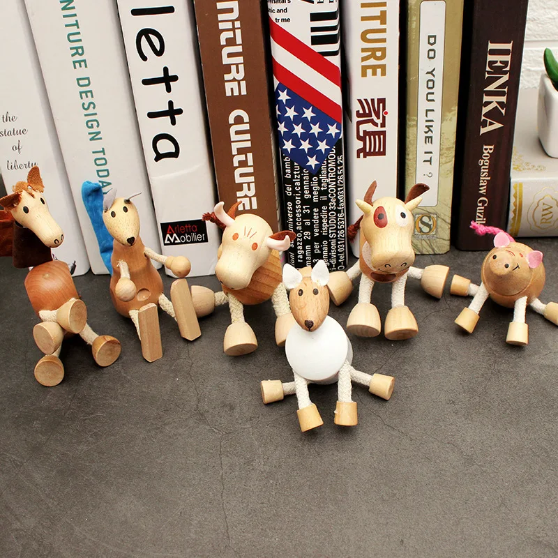 Small Animal Wooden Solid Wood Animal Doll Model Toy Children Forest Animal Puppet Toy
