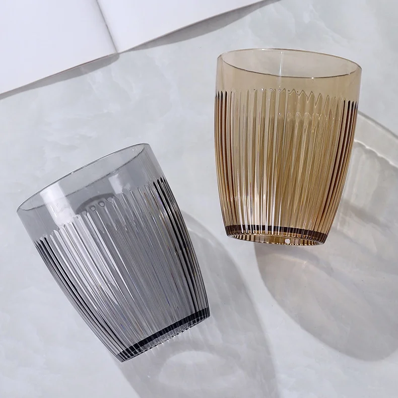 New Products 2024 Drinkware Premium Vertical Stripes Coffee Mugs Beverages Cappuccino Tea Whiskey plastic cup for hotel