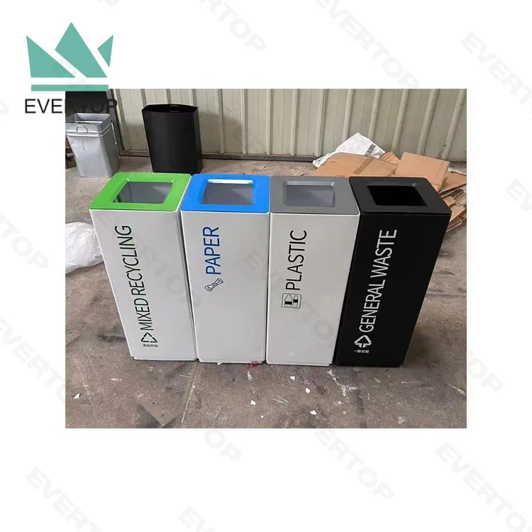 SD-37 36L Top Entry Metal Trash Can Trash Recycling Bin Differentiated Dustbin Waste Segregation Dustbins Litter Bin White Black