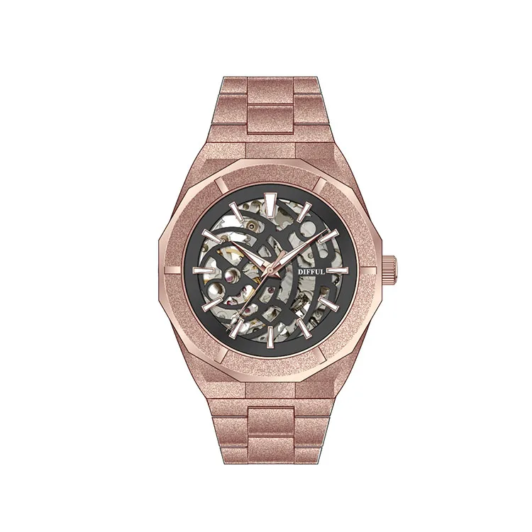 Custom logo Japan Movement mens hip hop skeleton watch skeleton automatic wrist mechanical mens tourbillon watch