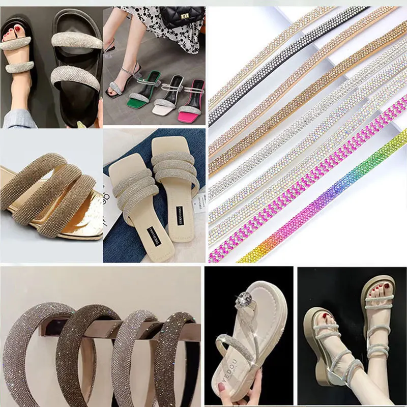 New Design Core Rhinestone Strips Crystal Rope Crystal Rhinestone Tube Rope Rhinestone Rope For Sandal DIY Shoe Accessories