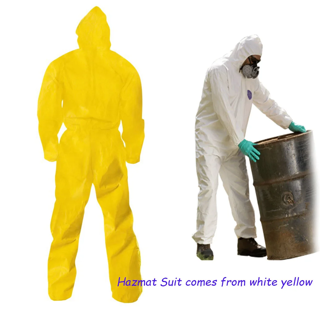 Aeofa workwear fiber glass chemical tightness pppe hazmat suit with front zipp long flap