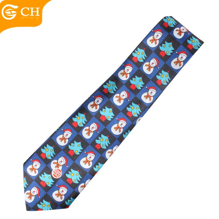 Factory Directly Snowman Microfiber Tie Fashion Festival Theme Snowflake Printed Neckties Custom Santa-Claus&Deer Christmas Ties